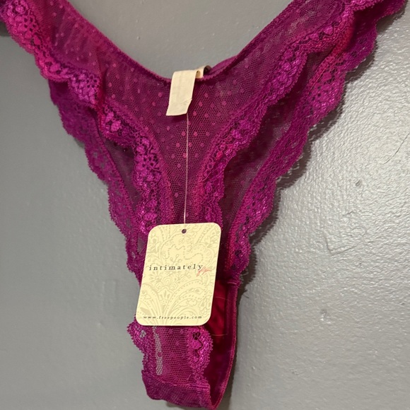 Free People Sheer Lace Thong - Fuchsia - Picture 3 of 4